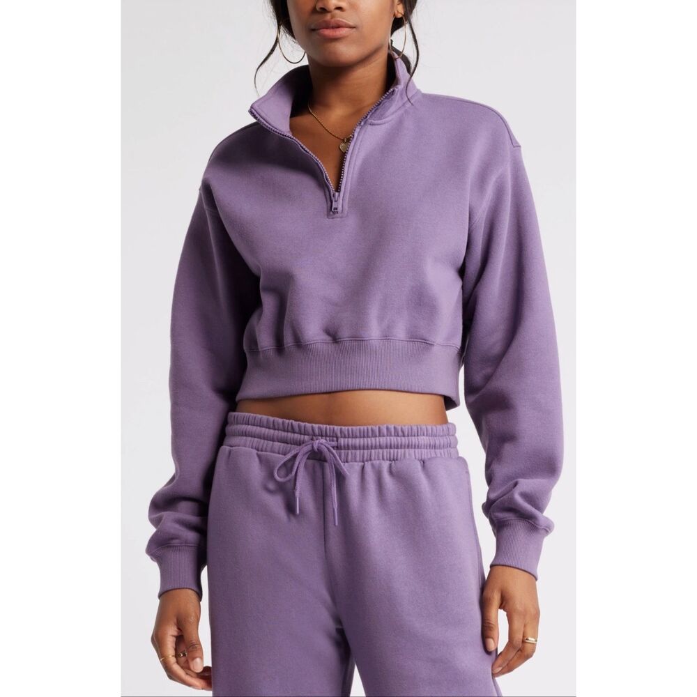 BP Purple Quarter Zip Fleece Sweater